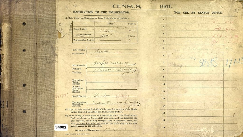 The 1911 Census Rossett Rossett Village